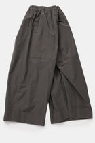 side view of toogood baker trousers cotton silk pencil fixed cuffs and wide leg