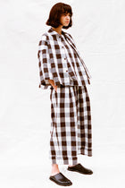 baker trousers tablecloth gingham coffee