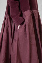 boatneck pleated dress wine