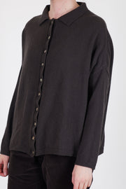cardigan polo aperta cashmere chocolate