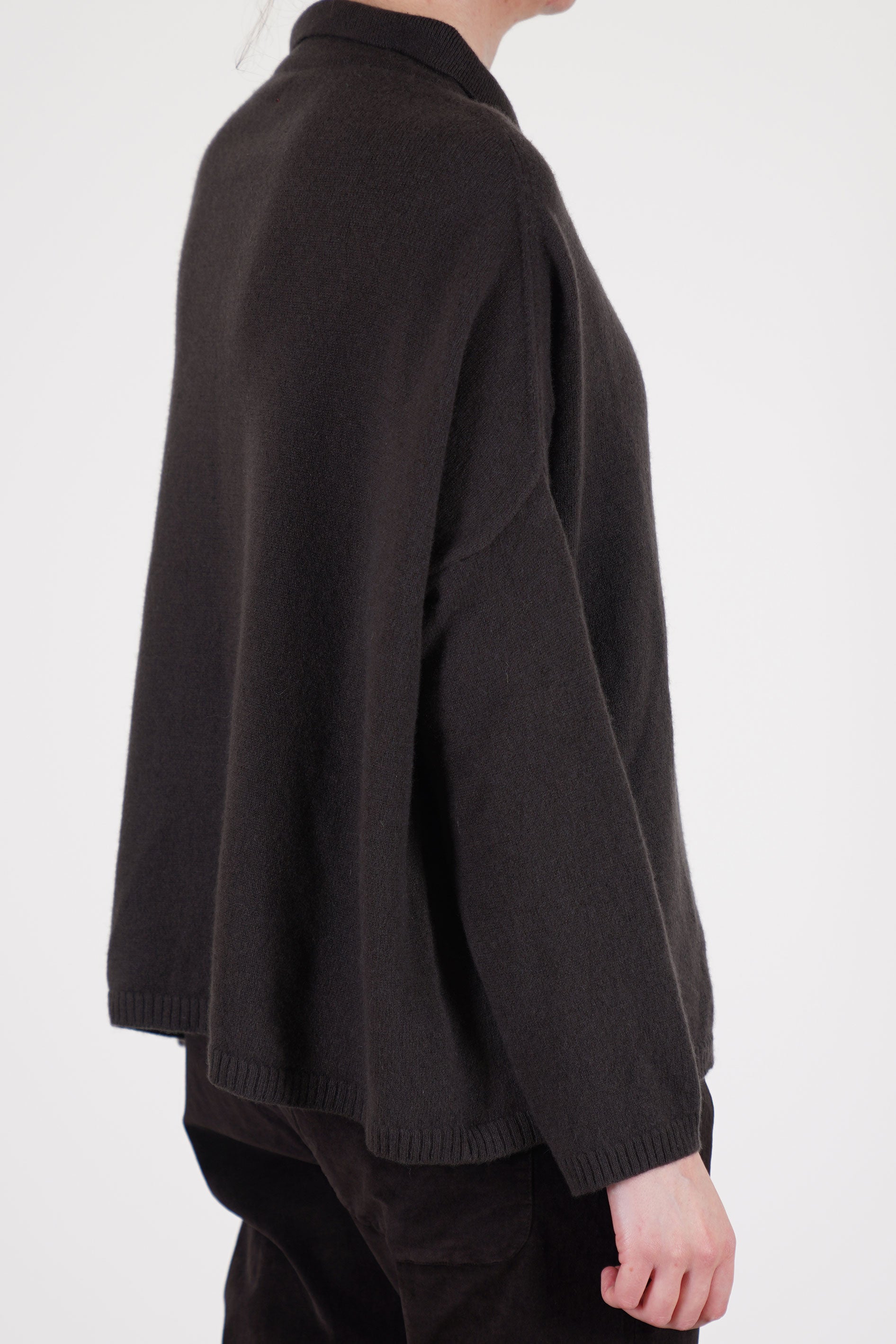 cardigan polo aperta cashmere chocolate