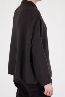 cardigan polo aperta cashmere chocolate