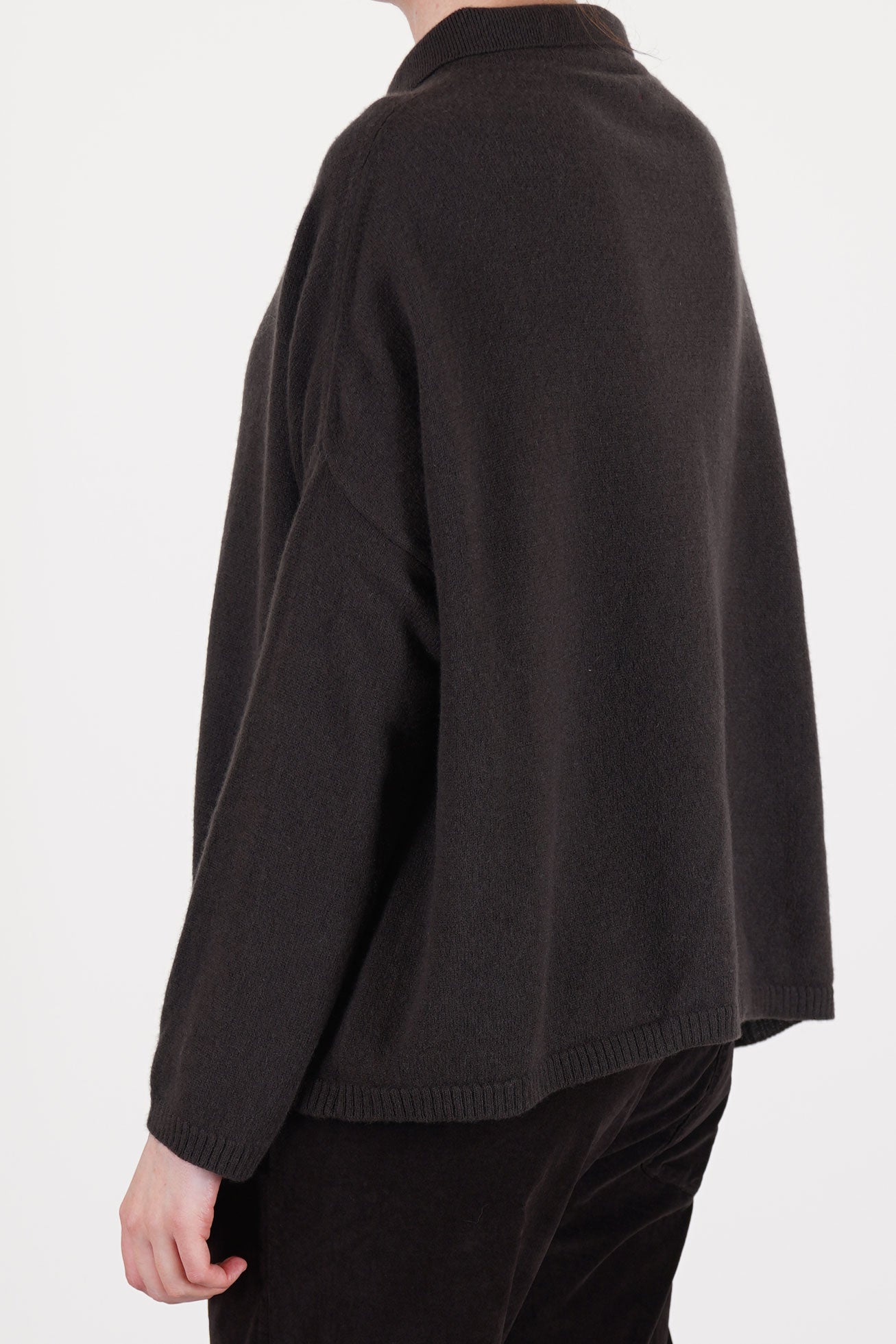 cardigan polo aperta cashmere chocolate