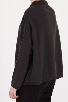 cardigan polo aperta cashmere chocolate