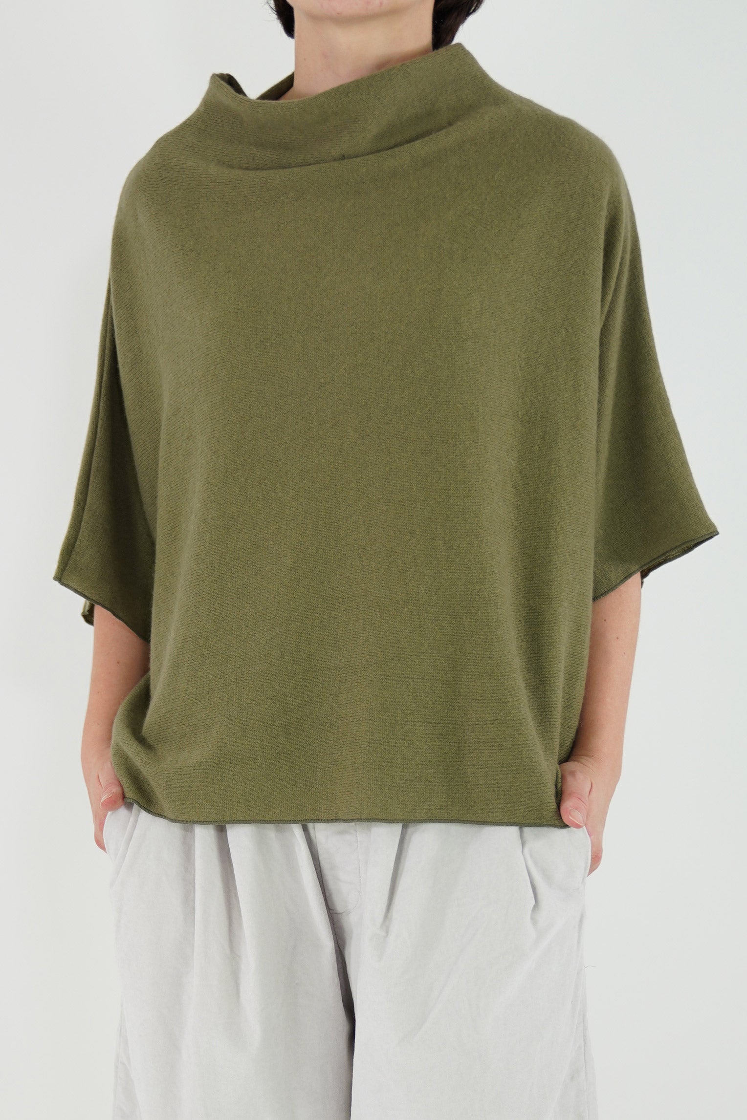 cashmere high neck over olive