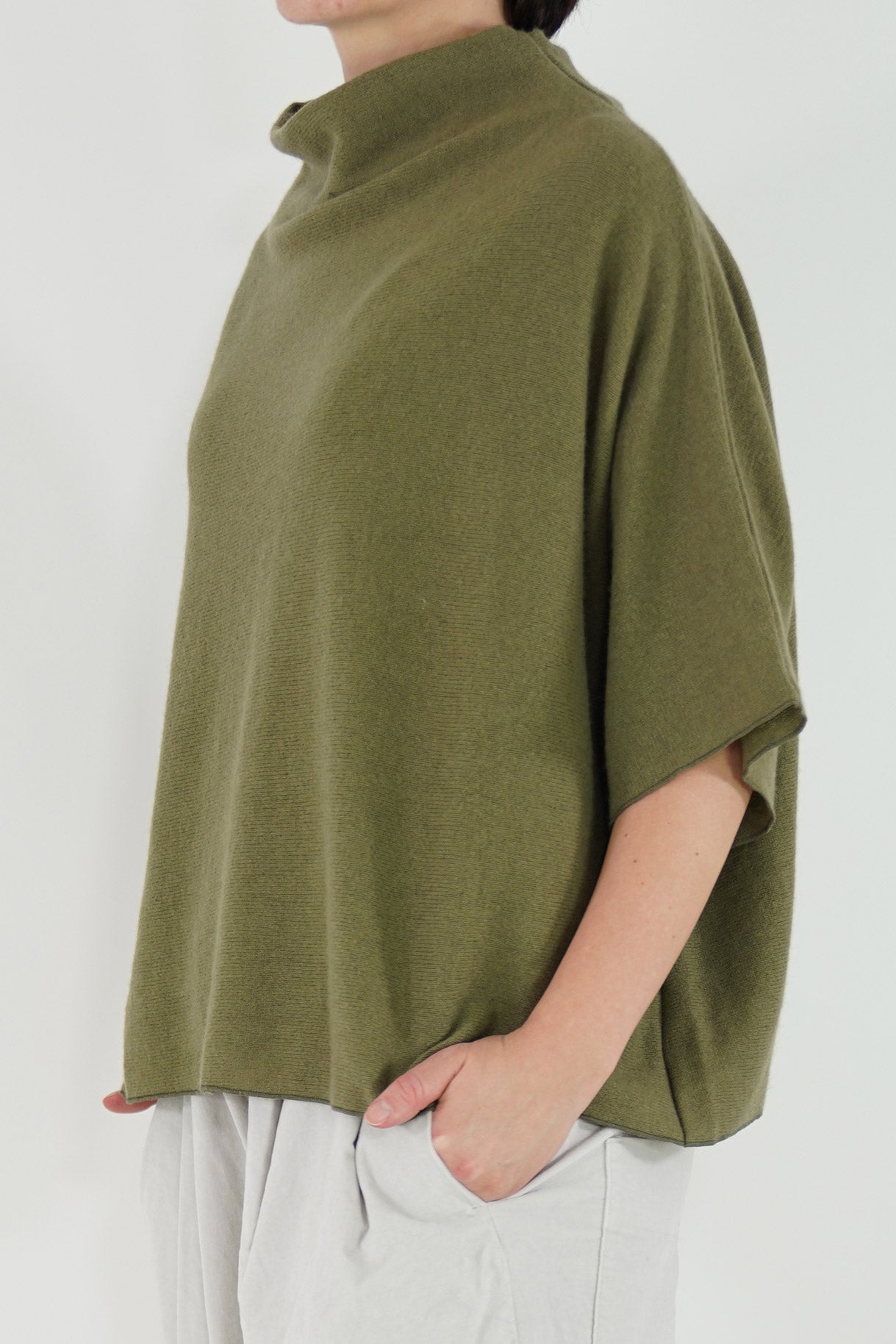 cashmere high neck over olive