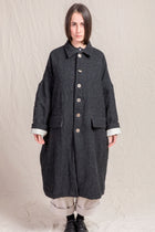 crash wool linen coat almost black