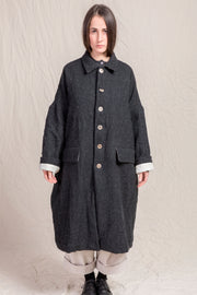crash wool linen coat almost black