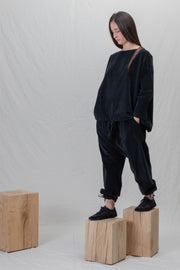 elasticated ankle trousers v black