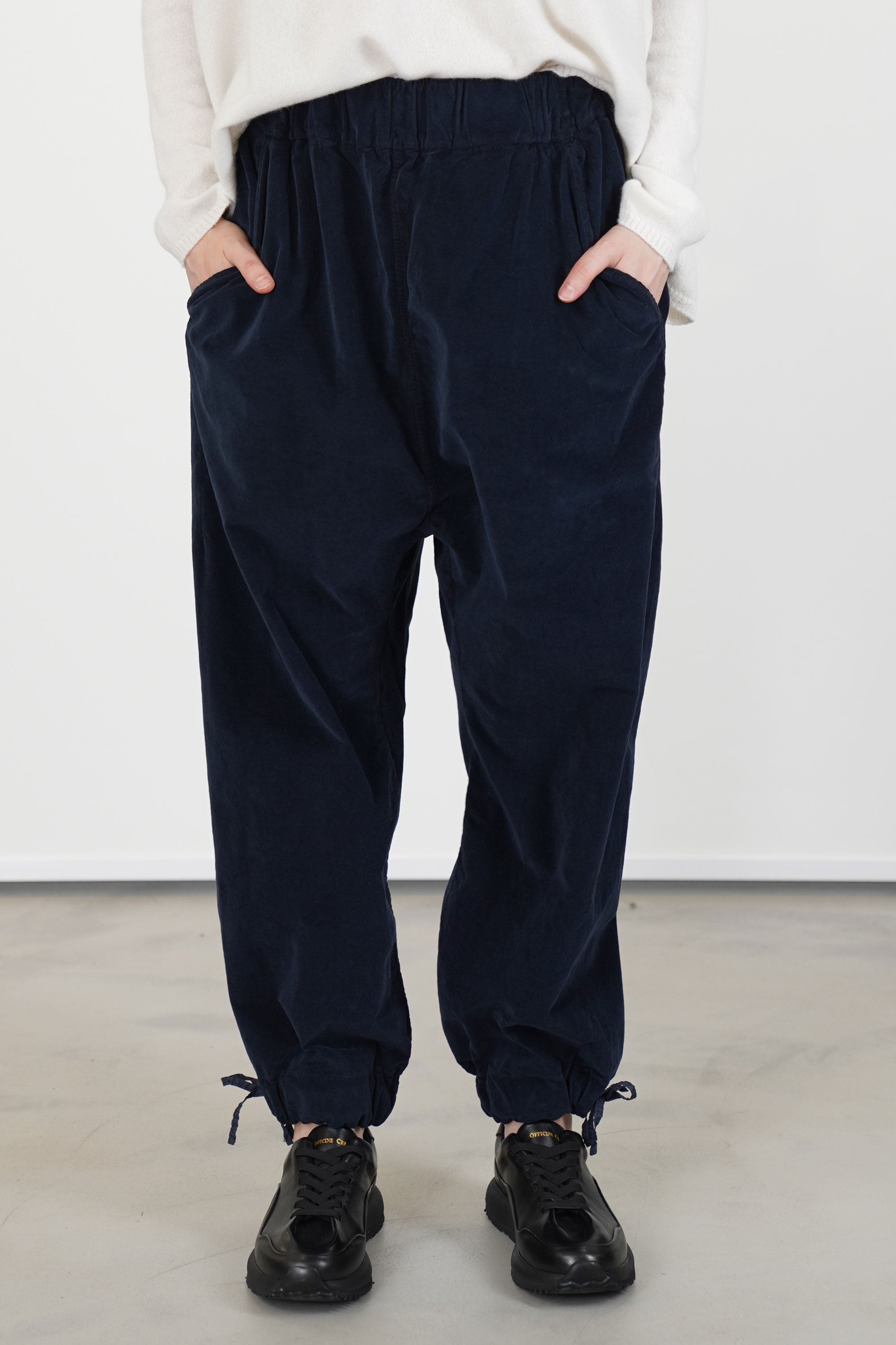 elasticated ankle trousers v navy