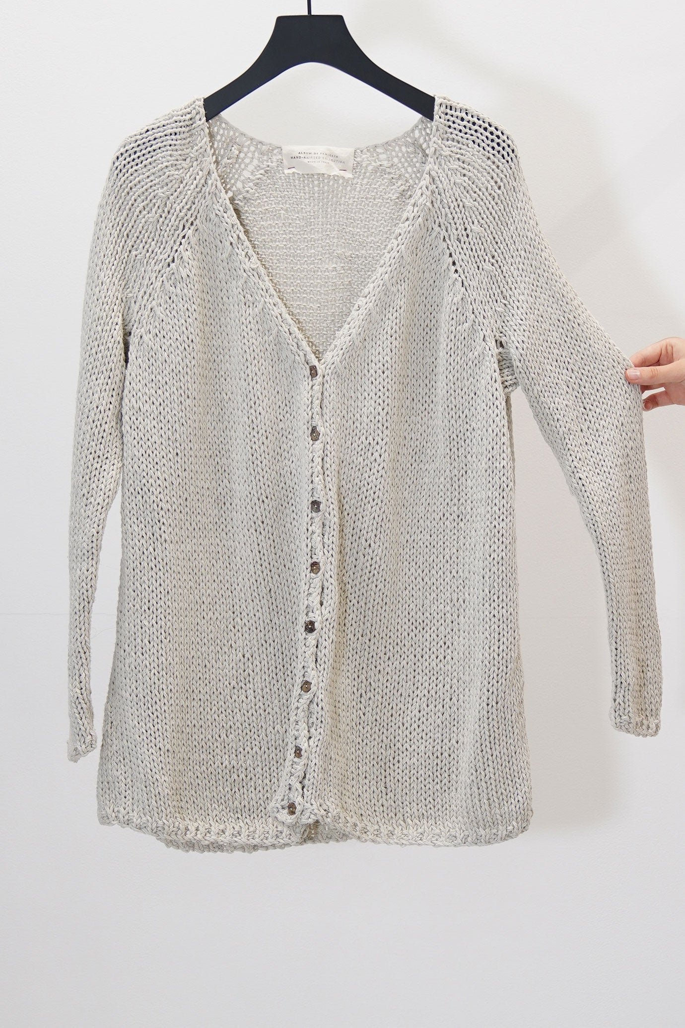hand knitted cardigan silk milk