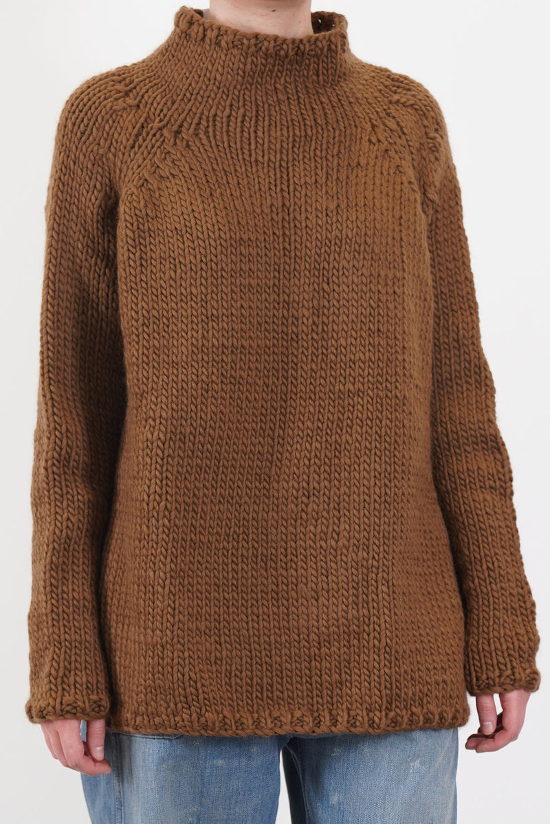 hand knitted dolcevita wool rust