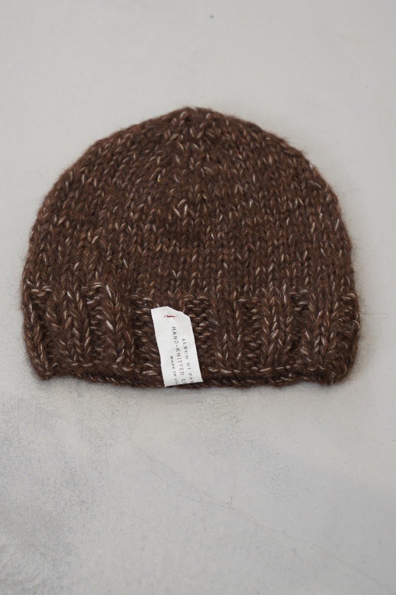 hand knitted eco hat alpaca cotton coffee