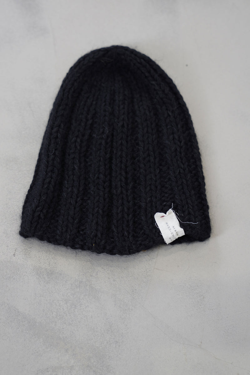 hand knitted large ribbed hat black