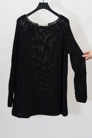 hand knitted raglan sweater silk black