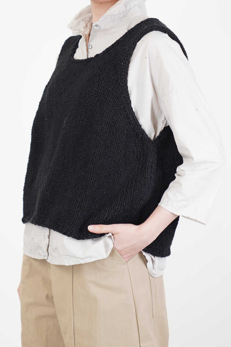 hk bourrette silk vest black