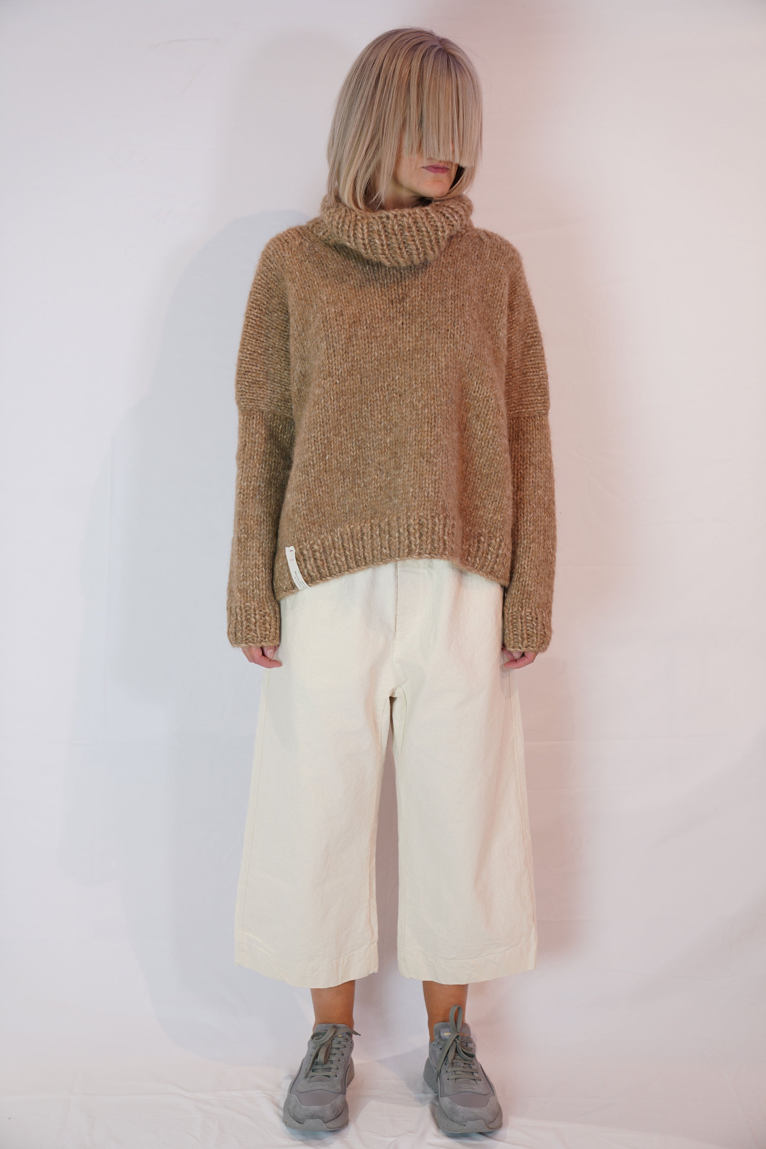 handknitted eco dolcevita sweater sugar