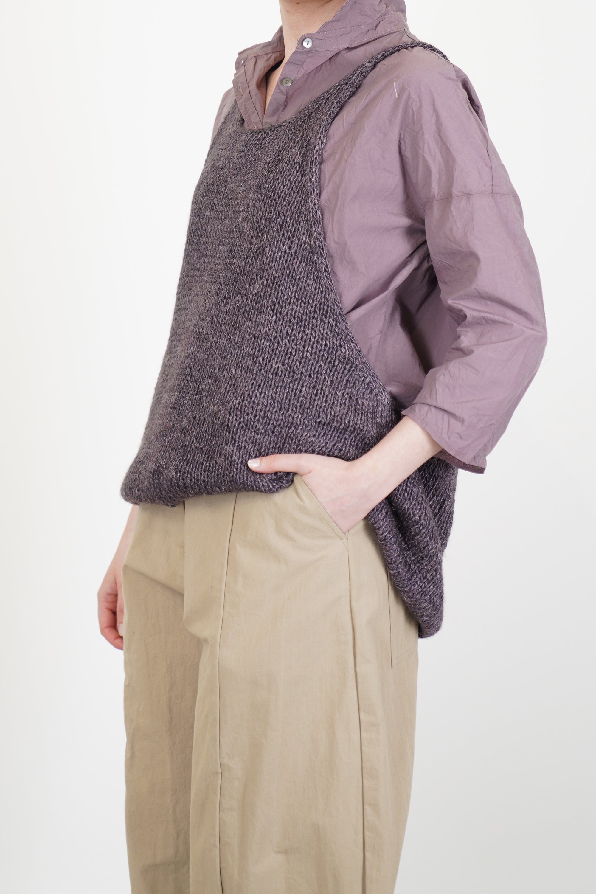 hk vest silk linen grape