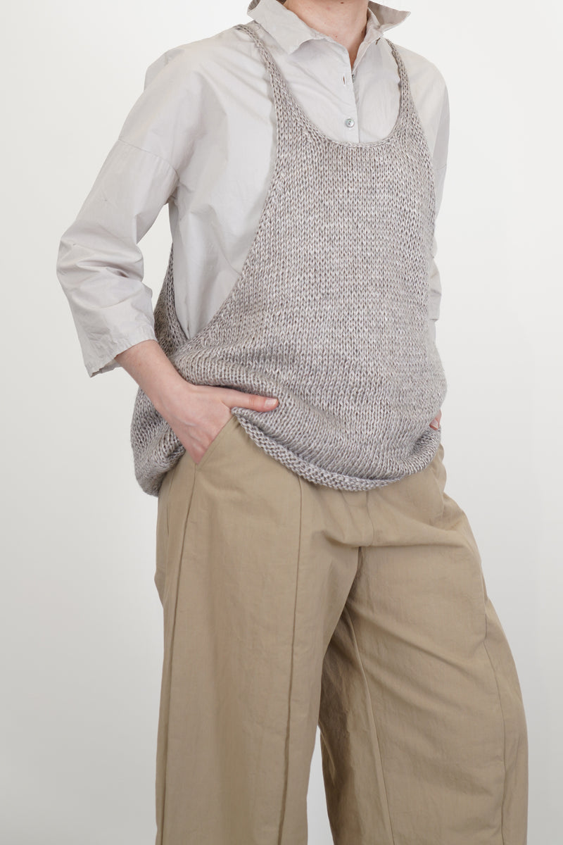 hk vest silk linen pebble