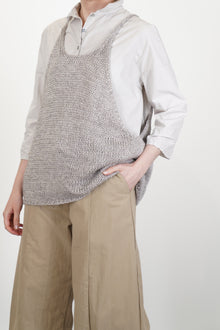 hk vest silk linen pebble