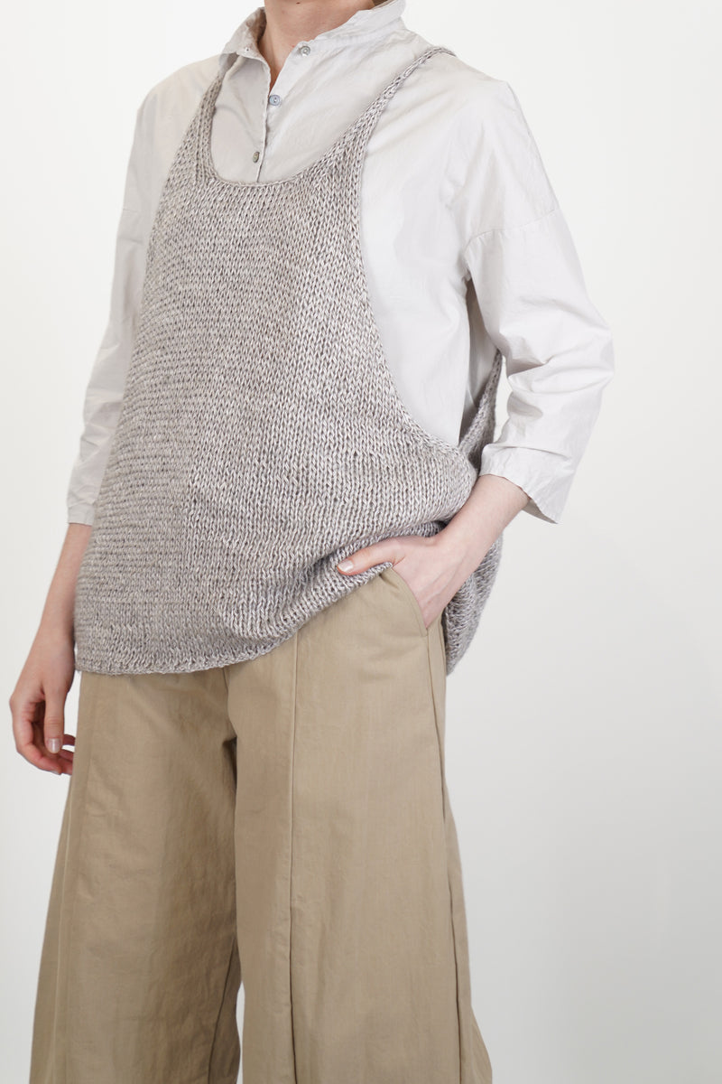 hk vest silk linen pebble