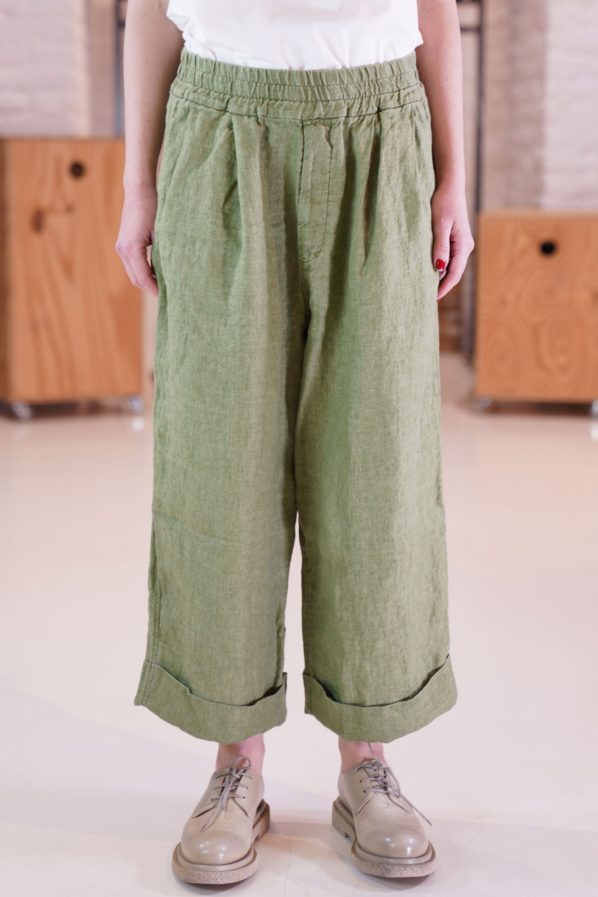 linen bragoni green