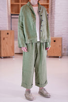 linen loose blazer green