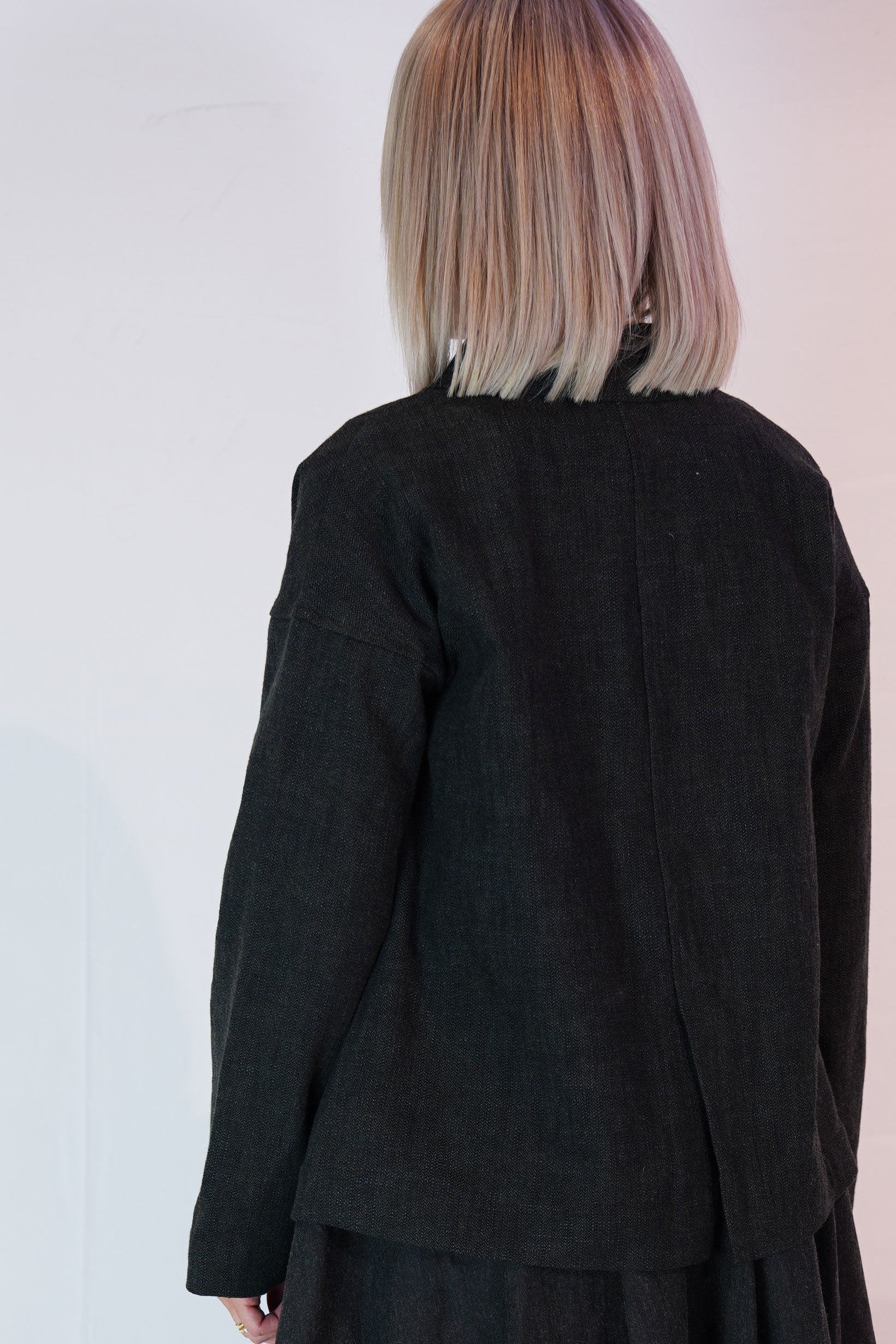 loose blazer cw herringbone black