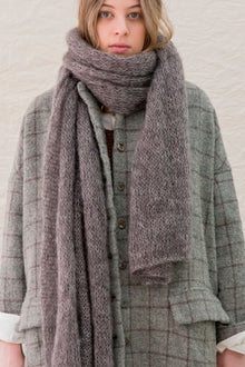 mohair silk hand knitted long scarf pepper