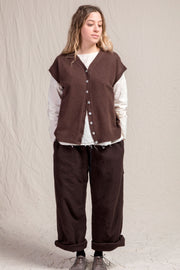 cashmere open vest chestnut