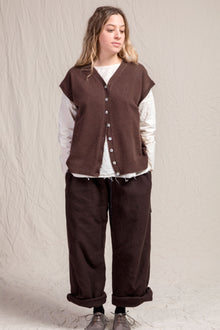 cashmere open vest chestnut