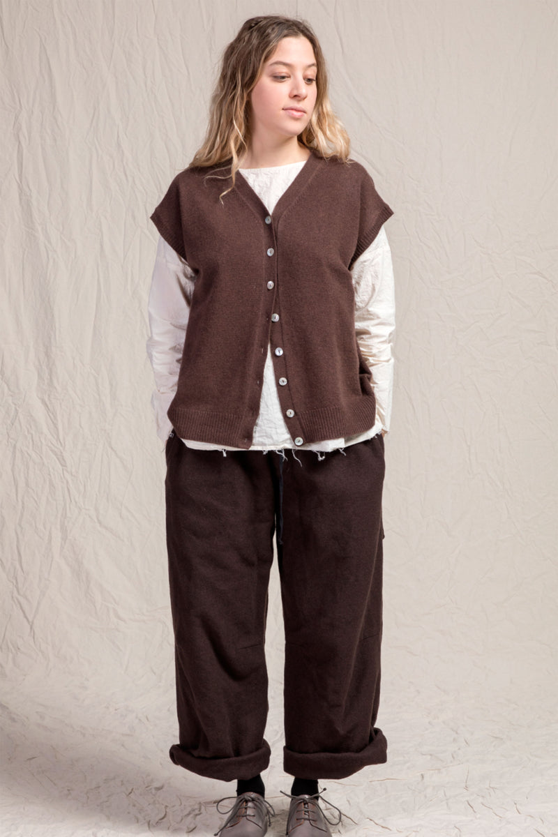 cashmere open vest chestnut