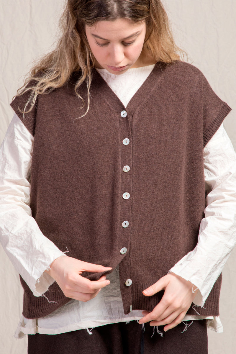 cashmere open vest chestnut