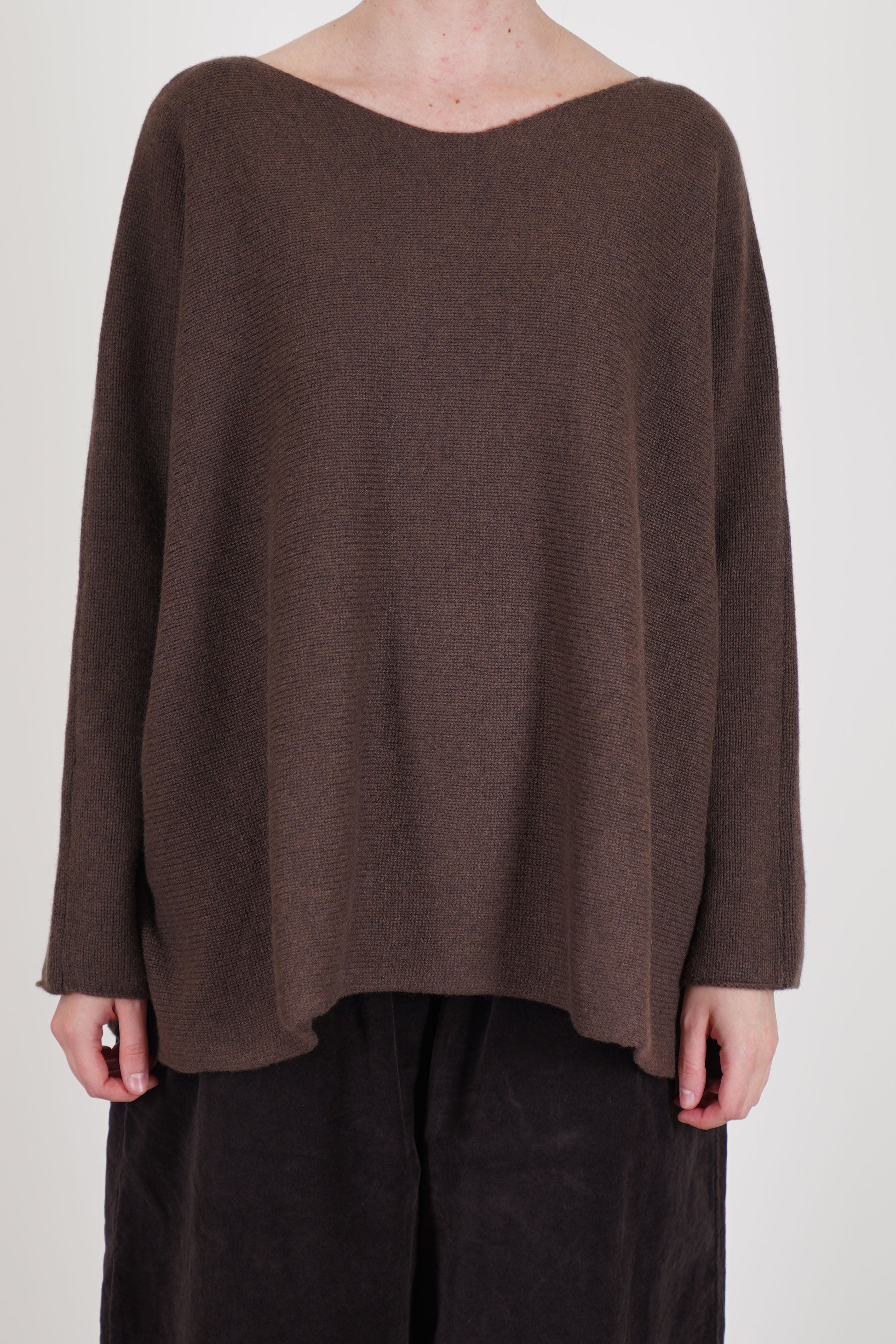 oversized boatneck sweater cashmere chestnut