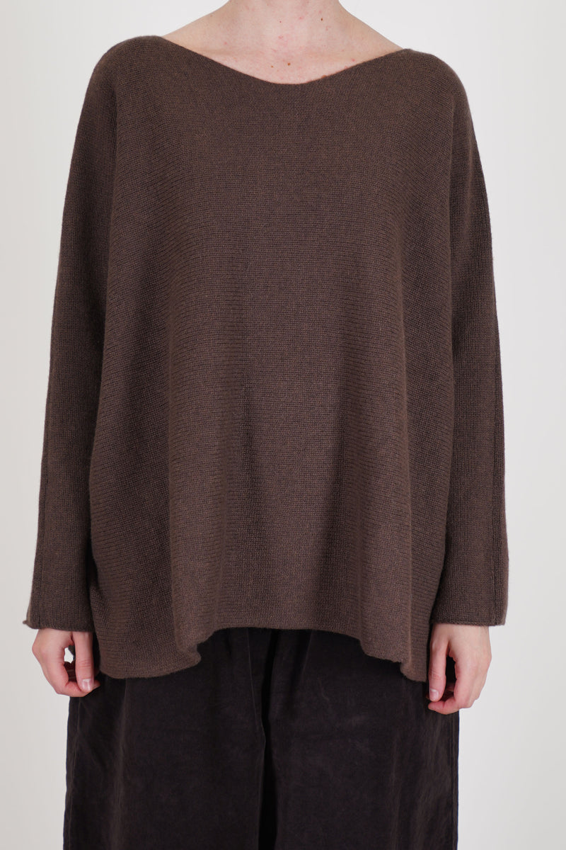 oversized boatneck sweater cashmere chestnut