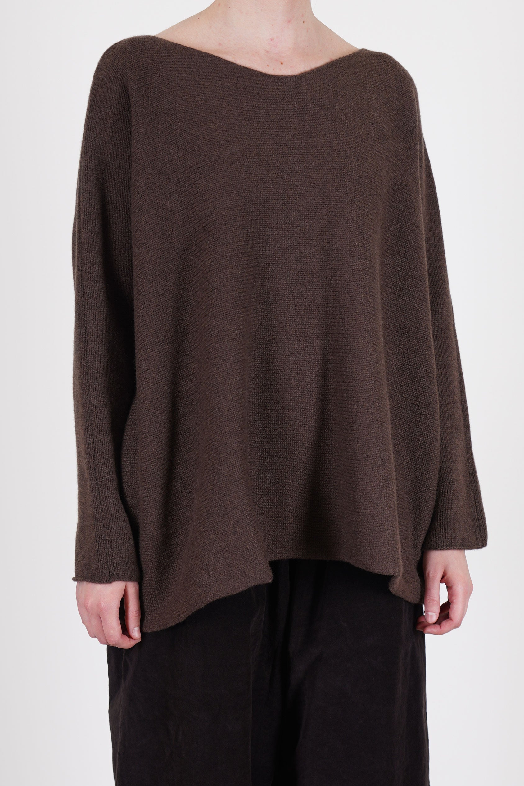 oversized boatneck sweater cashmere chestnut