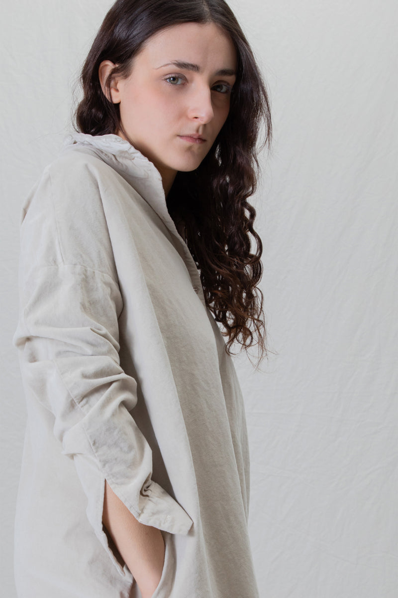 shirt dress v velvet oatmeal