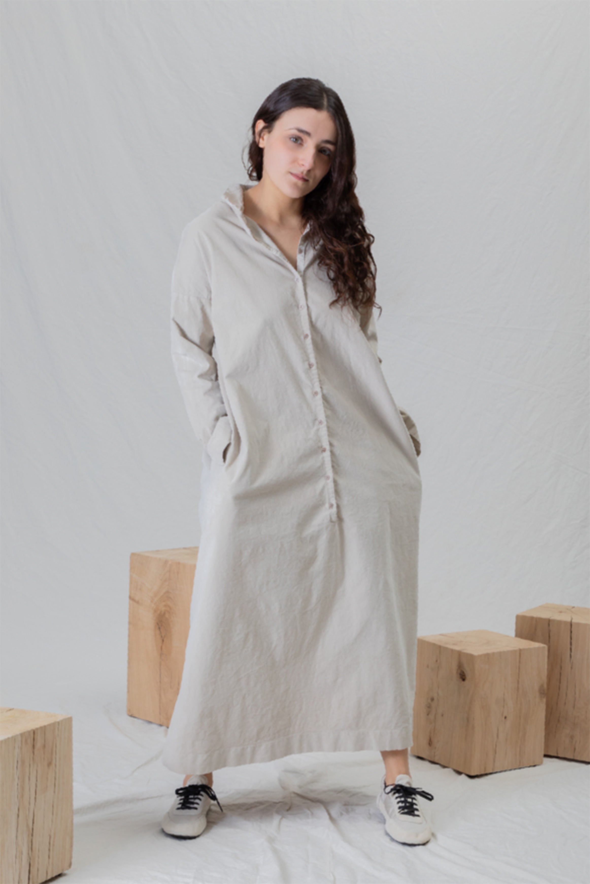 shirt dress v velvet oatmeal