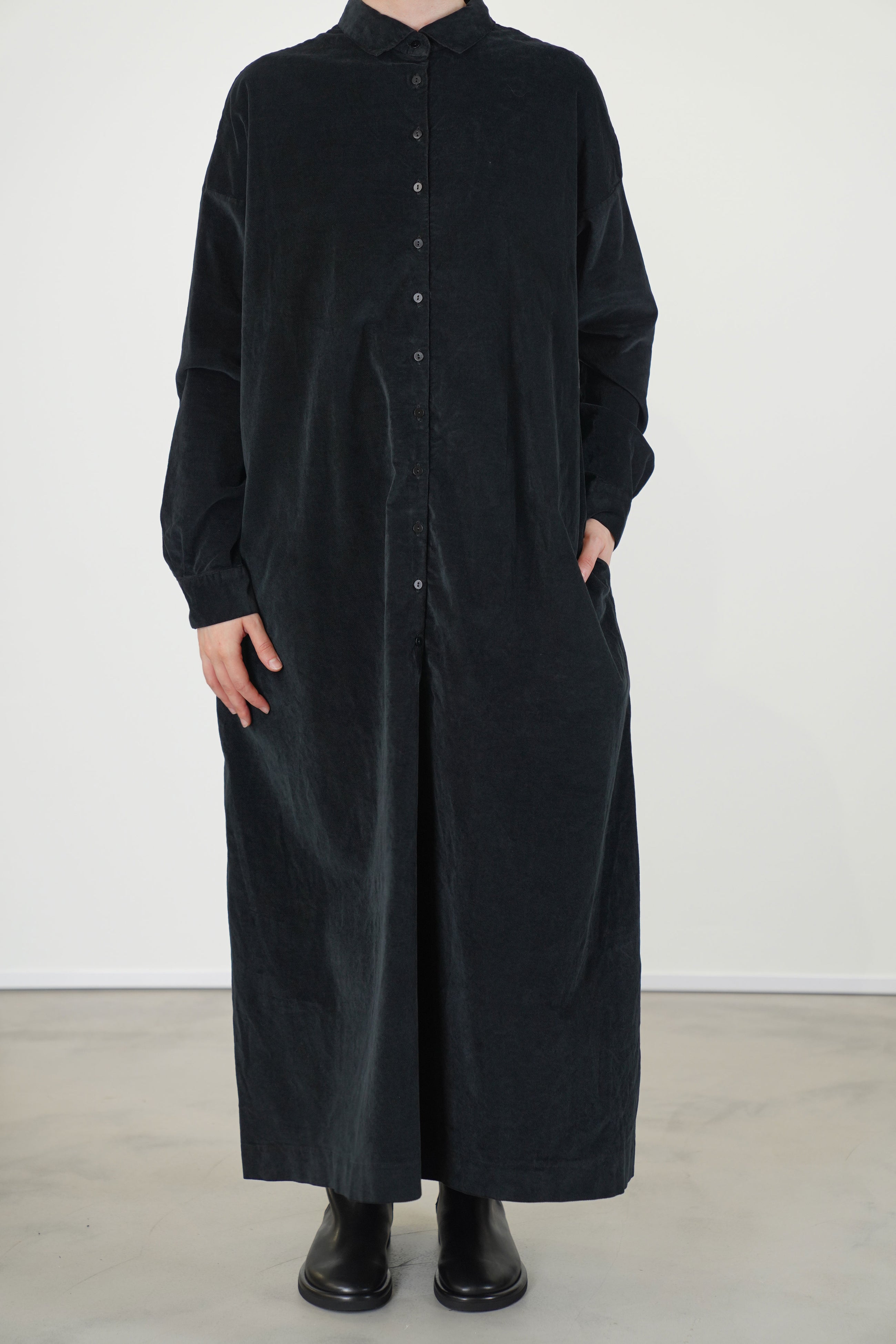 shirt dress v velvet black
