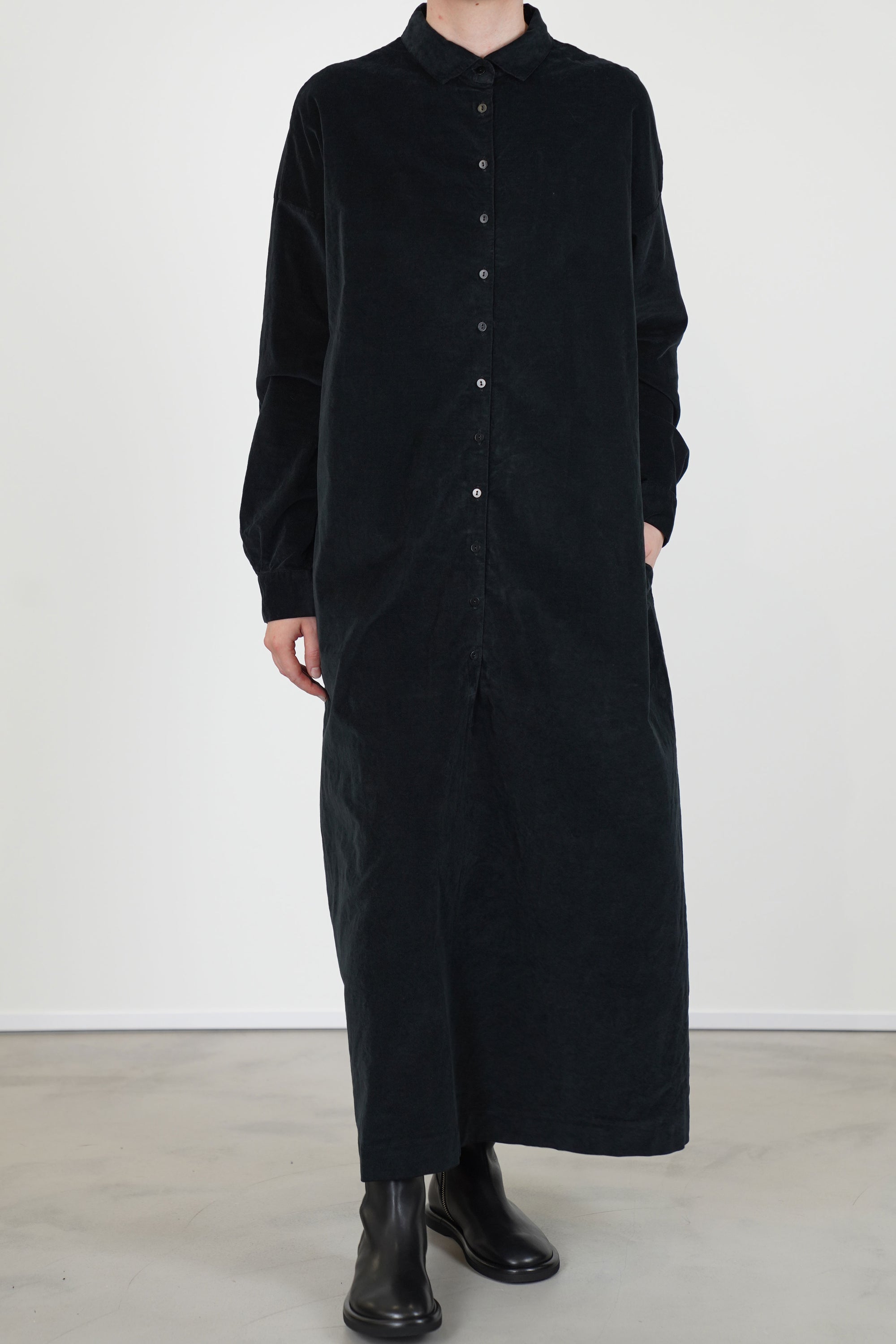 shirt dress v velvet black
