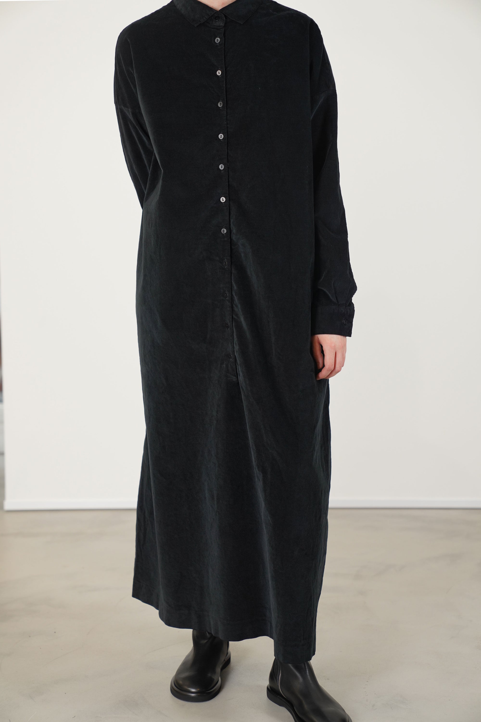 shirt dress v velvet black