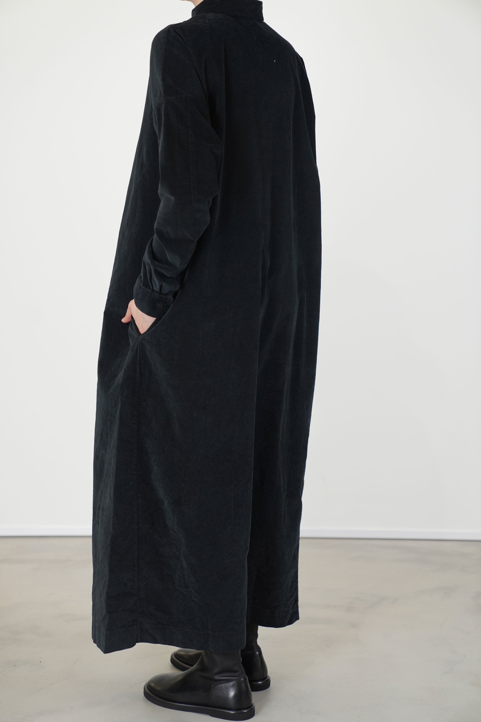 shirt dress v velvet black