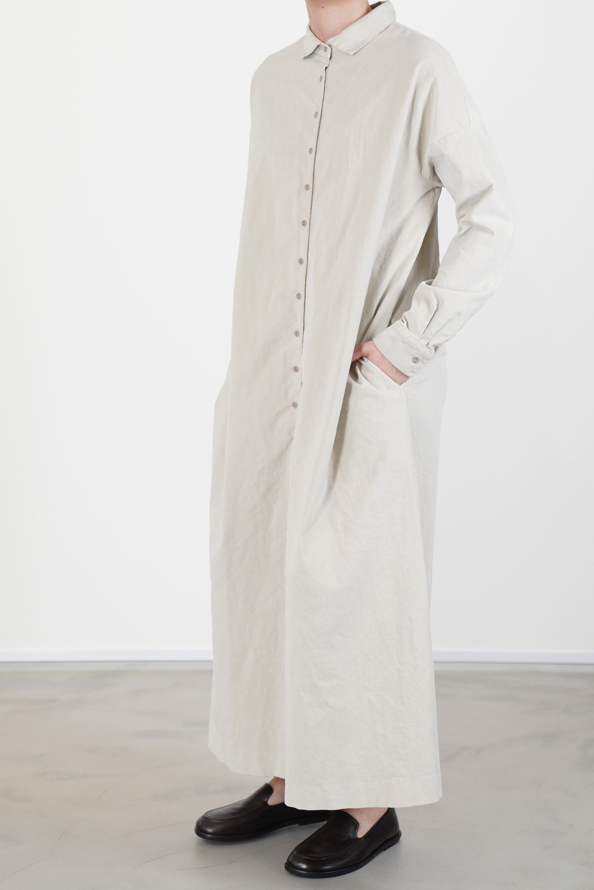 shirt dress v velvet oatmeal