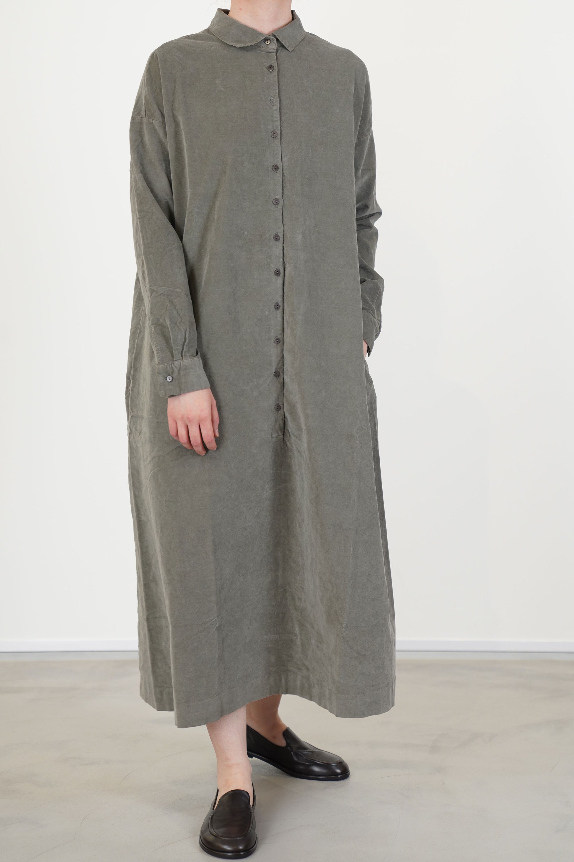 shirt dress v velvet taupe