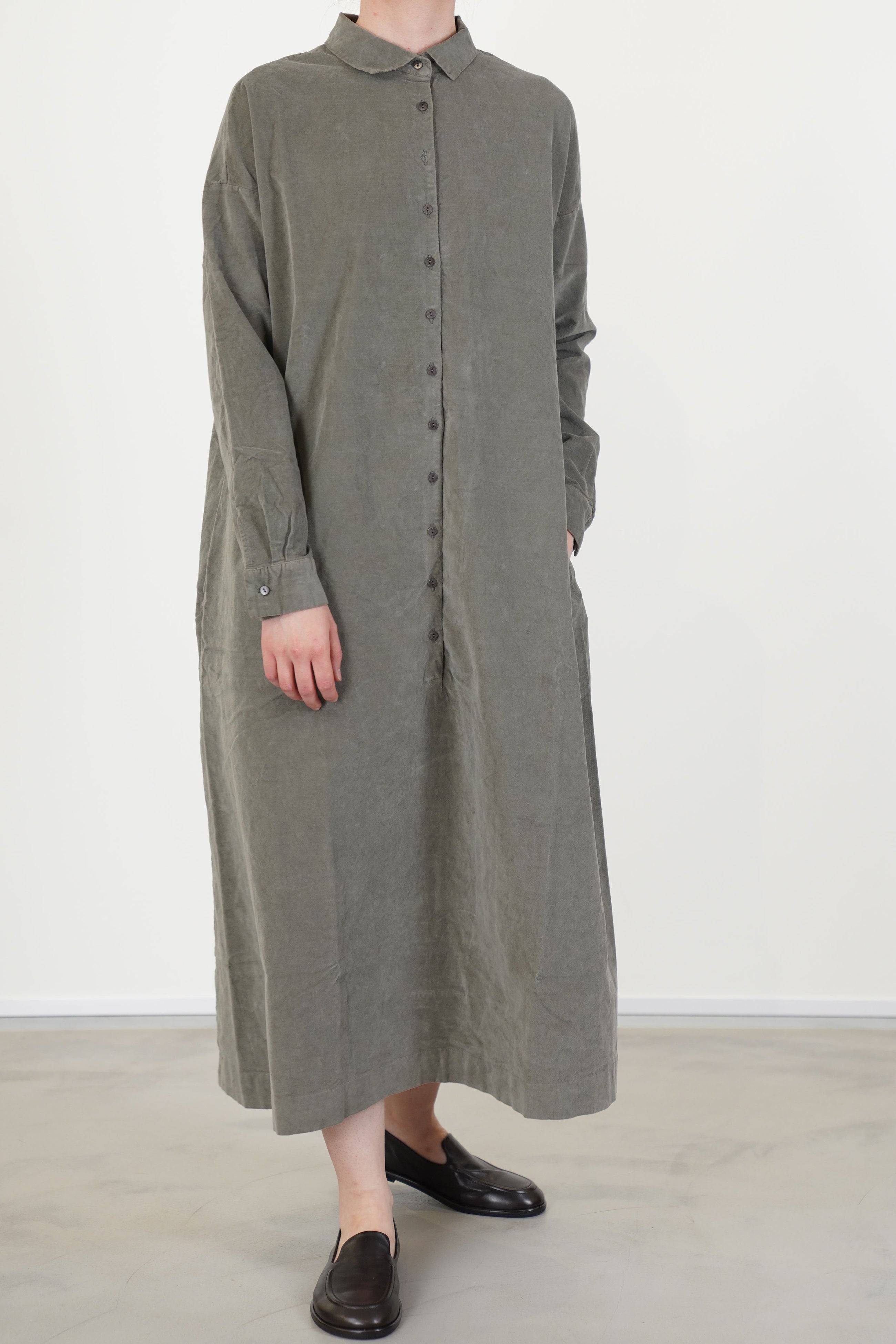 shirt dress v velvet taupe