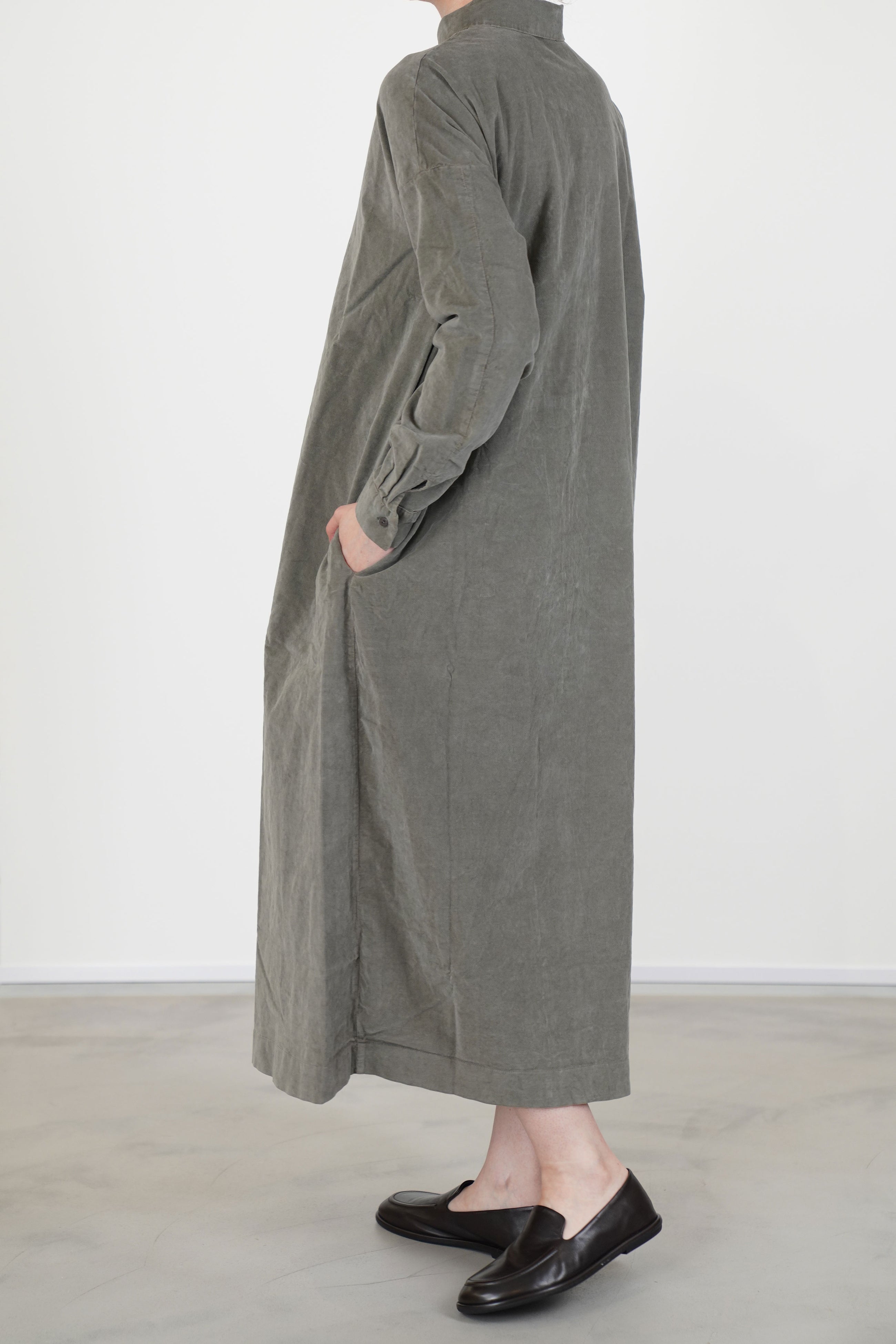 shirt dress v velvet taupe