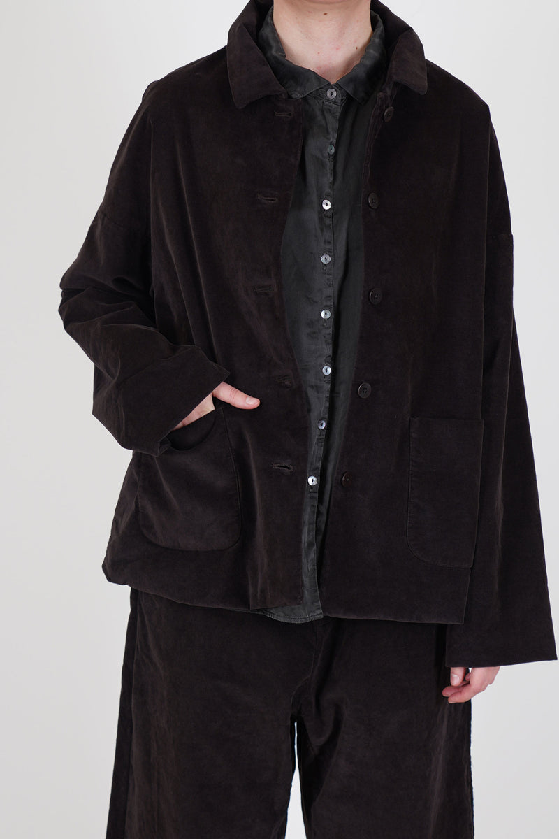 shirt loose blazer velvet chocolate