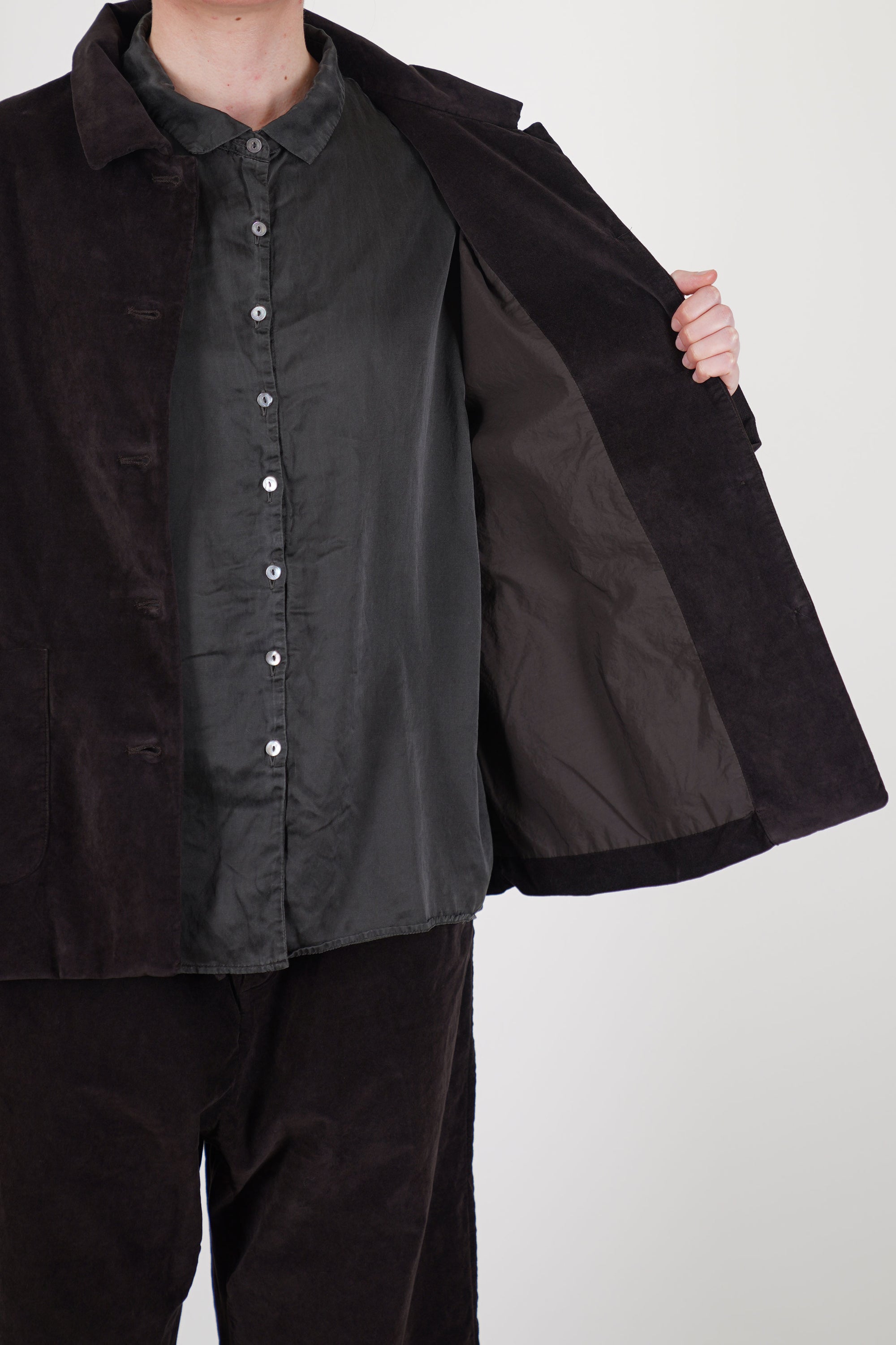 shirt loose blazer velvet chocolate