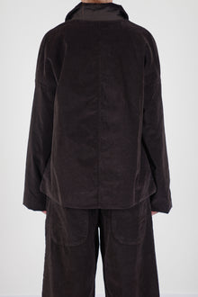 shirt loose blazer velvet chocolate