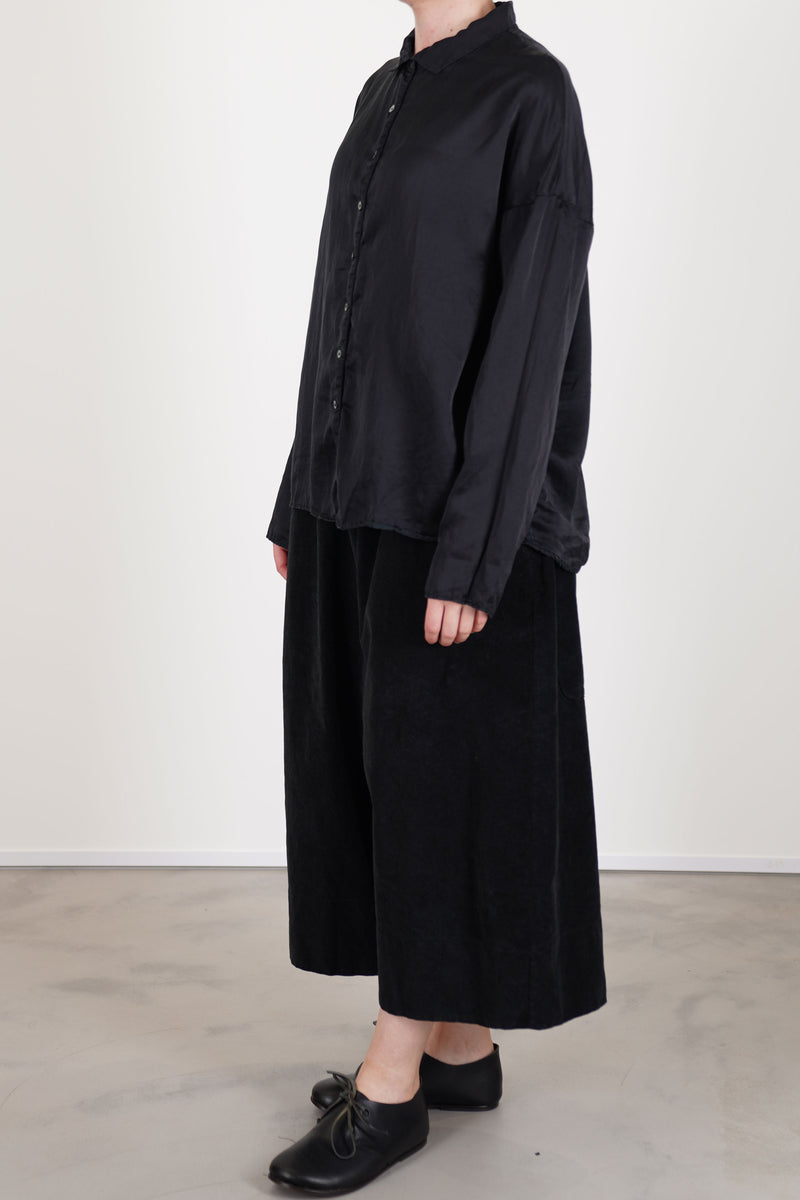 short collar shirt sc silk cotton black